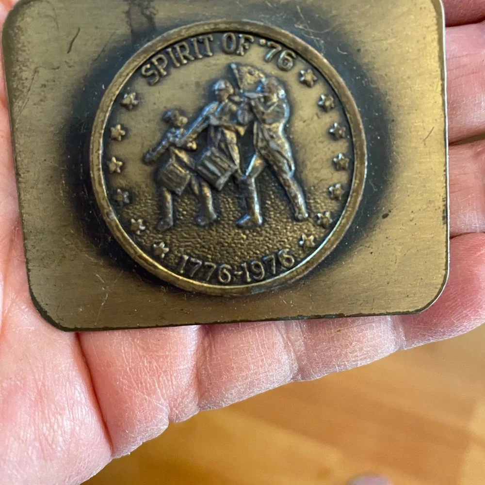 Source Unknown Brass 'Spirit of '76' Belt Buckle - Antique Gold Tone